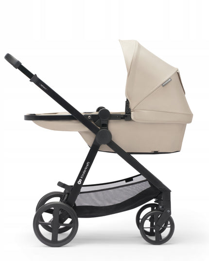 Kinderkraft Daugiafunkcis vežimėlis 3in1 su lopšiu NEWLY ir autokėdute MINK PRO, smėlio spalvos