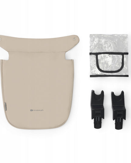 Kinderkraft Daugiafunkcis vežimėlis 3in1 su lopšiu NEWLY ir autokėdute MINK PRO, smėlio spalvos