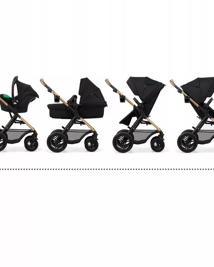 Kinderkraft Daugiafunkcis Vežimėlis 3in1 MOOV 2 AIR Automobilinė Kėdutė MINK PRO Juodas
