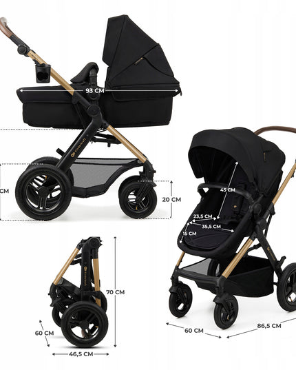 Kinderkraft Daugiafunkcis Vežimėlis 3in1 MOOV 2 AIR Automobilinė Kėdutė MINK PRO Juodas