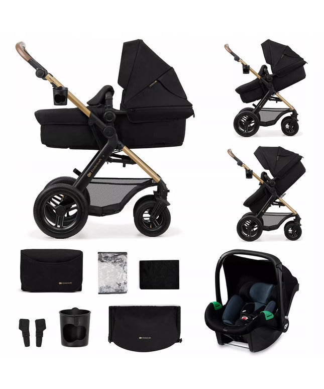 Kinderkraft Daugiafunkcis Vežimėlis 3in1 MOOV 2 AIR Automobilinė Kėdutė MINK PRO Juodas