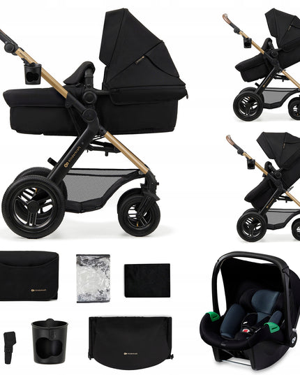 Kinderkraft Daugiafunkcis Vežimėlis 3in1 MOOV 2 AIR Automobilinė Kėdutė MINK PRO Juodas