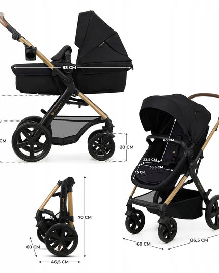 Kinderkraft Daugiafunkcinis vežimėlis 3in1 MOOV 2 su automobiline kėdute MINK PRO Juodas