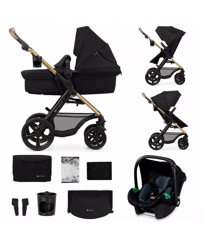 Kinderkraft Daugiafunkcinis vežimėlis 3in1 MOOV 2 su automobiline kėdute MINK PRO Juodas