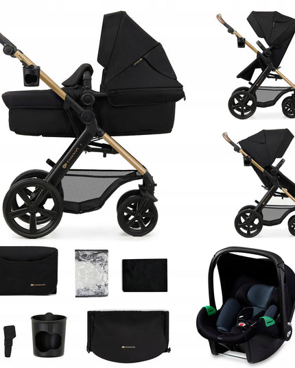 Kinderkraft Daugiafunkcinis vežimėlis 3in1 MOOV 2 su automobiline kėdute MINK PRO Juodas