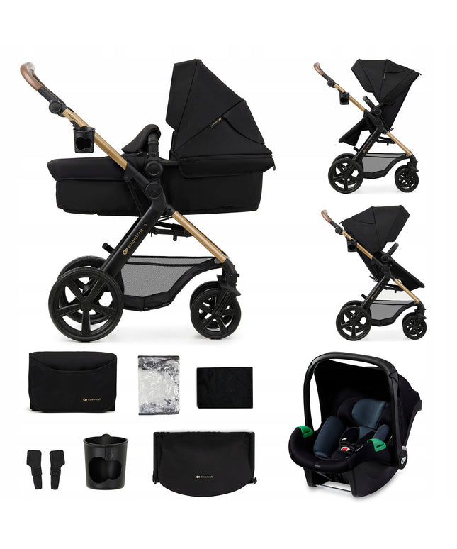 Kinderkraft Daugiafunkcinis vežimėlis 3in1 MOOV 2 su automobiline kėdute MINK PRO Juodas