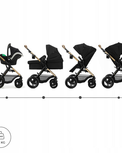 Kinderkraft Daugiafunkcis vežimėlis 3in1, sportinis vežimėlis, automobilinė kėdutė MOOV 2XL AIR Juodas