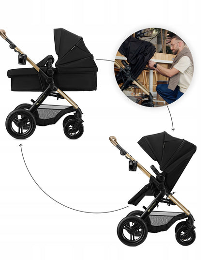 Kinderkraft Daugiafunkcis vežimėlis 3in1, sportinis vežimėlis, automobilinė kėdutė MOOV 2XL AIR Juodas