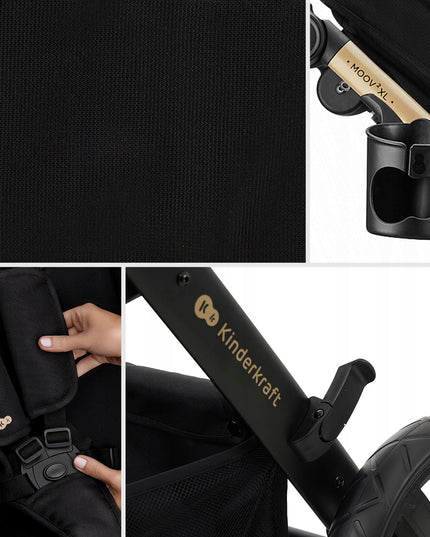 Kinderkraft Daugiafunkcis vežimėlis 3in1, sportinis vežimėlis, automobilinė kėdutė MOOV 2XL AIR Juodas