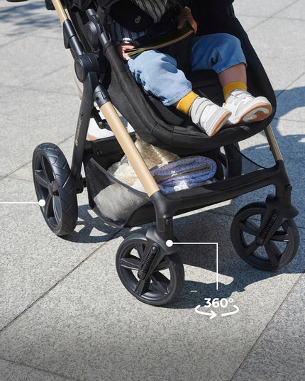 Kinderkraft Daugiafunkcinis vežimėlis 4in1 MOOV 2 su kėdute ir baze MINK PRO Juodas