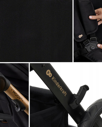 Kinderkraft Daugiafunkcinis vežimėlis 4in1 MOOV 2 su kėdute ir baze MINK PRO Juodas