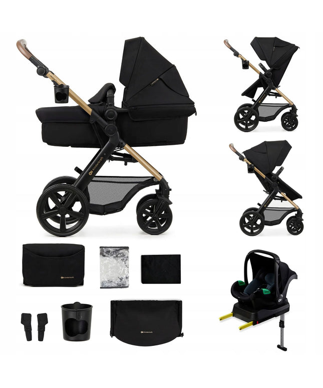 Kinderkraft Daugiafunkcinis vežimėlis 4in1 MOOV 2 su kėdute ir baze MINK PRO Juodas