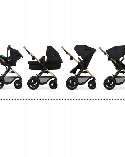 Kinderkraft Vežimėlis vaikams 4in1 MOOV 2 AIR Kėdutė MINK PRO Pagrindas Juodas