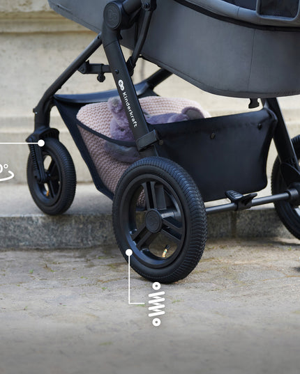 Kinderkraft Vežimėlis vaikams 4in1 MOOV 2 AIR Kėdutė MINK PRO Pagrindas Juodas