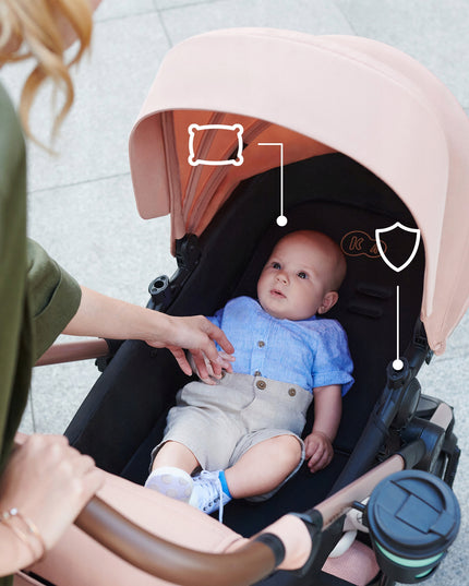 Kinderkraft Vežimėlis vaikams 4in1 MOOV 2 AIR Kėdutė MINK PRO Pagrindas Juodas