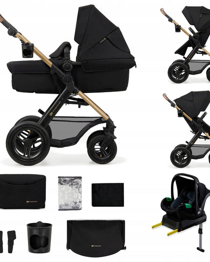 Kinderkraft Vežimėlis vaikams 4in1 MOOV 2 AIR Kėdutė MINK PRO Pagrindas Juodas