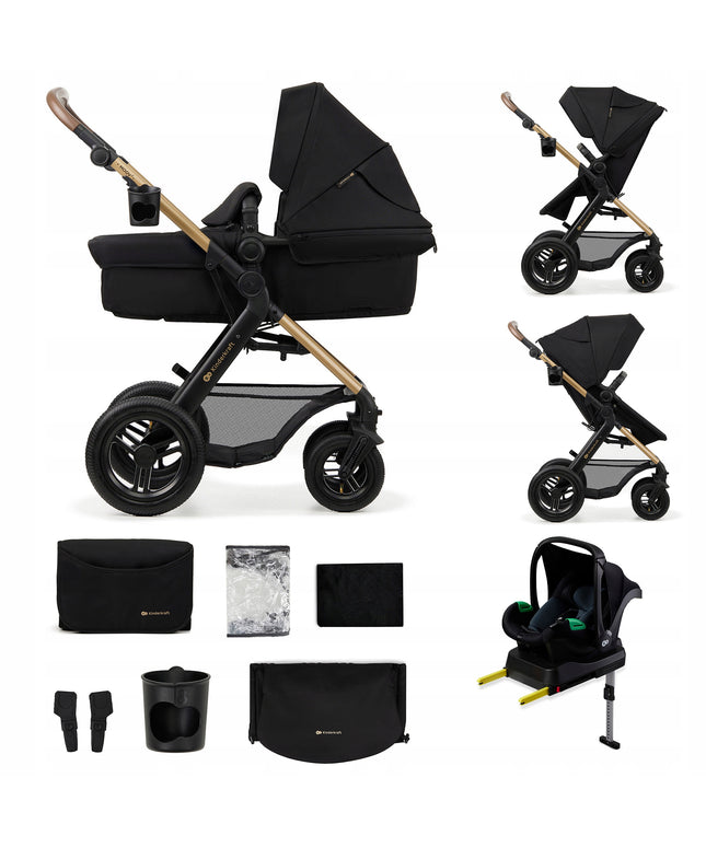 Kinderkraft Vežimėlis vaikams 4in1 MOOV 2 AIR Kėdutė MINK PRO Pagrindas Juodas