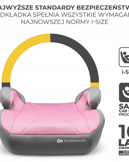 „Kinderkraft i-Boost“ automobilinis paaukštinimas su ISOFIX, nuo 135 cm, rožinis