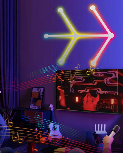 Modulinė LED sieninė lempa RGB su garso jutikliu ir nuotolinio valdymo pultu