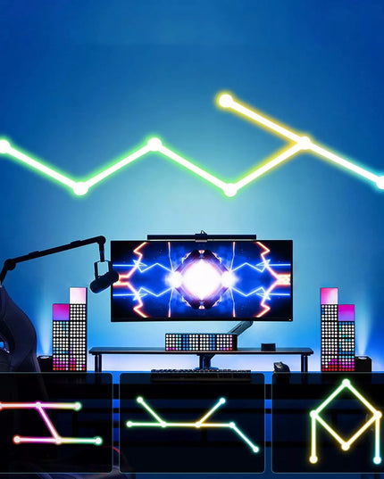 Modulinė LED sieninė lempa RGB su garso jutikliu ir nuotolinio valdymo pultu