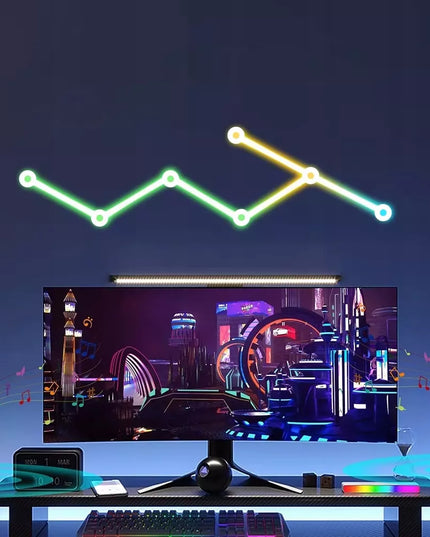 Modulinė LED sieninė lempa RGB su garso jutikliu ir nuotolinio valdymo pultu