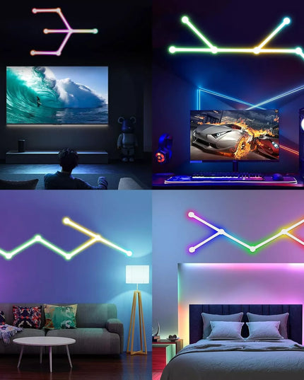 Modulinė LED sieninė lempa RGB su garso jutikliu ir nuotolinio valdymo pultu