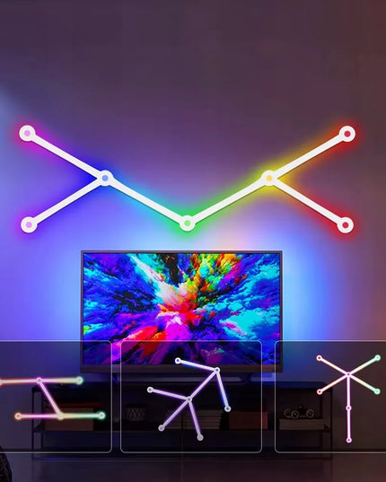 Modulinė LED sieninė lempa RGB su garso jutikliu ir nuotolinio valdymo pultu