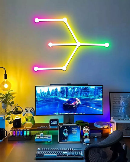 Modulinė LED sieninė lempa RGB su garso jutikliu ir nuotolinio valdymo pultu