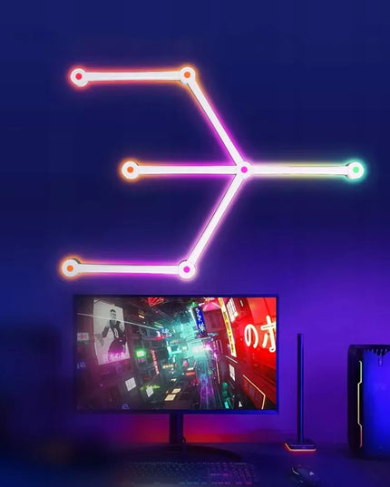 Modulinė LED sieninė lempa RGB su garso jutikliu ir nuotolinio valdymo pultu