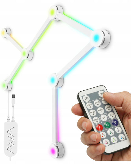 Modulinė LED sieninė lempa RGB su garso jutikliu ir nuotolinio valdymo pultu