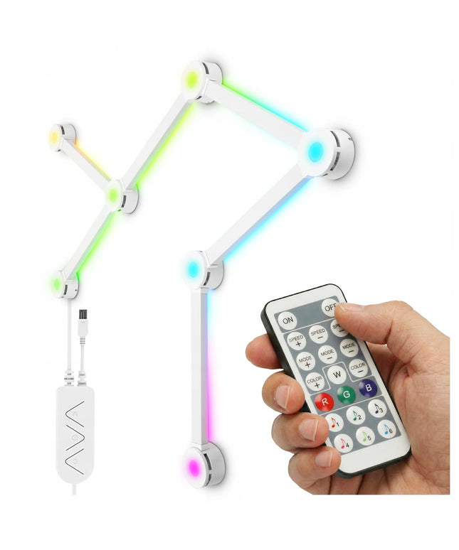 Modulinė LED sieninė lempa RGB su garso jutikliu ir nuotolinio valdymo pultu