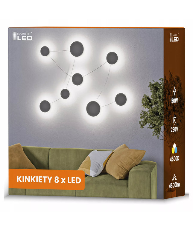 Sieninis LED šviestuvas Smartled juodas apskritimas 50W