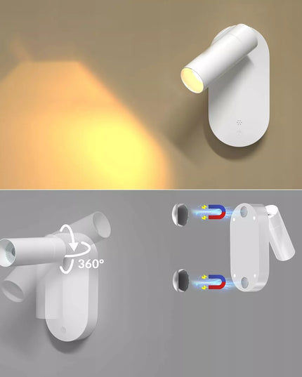 Išmanusis sieninis LED šviestuvas Smartled, įkraunamas, CCT reguliuojamas, belaidis su magnetiniu laikikliu