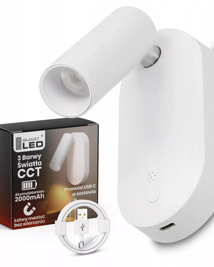 Išmanusis sieninis LED šviestuvas Smartled, įkraunamas, CCT reguliuojamas, belaidis su magnetiniu laikikliu