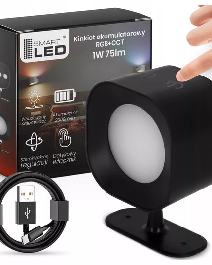 Išmanusis belaidis sieninis LED šviestuvas RGB CCT su magnetiniu laikikliu