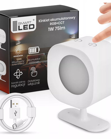 Smartled sieninis LED šviestuvas, akumuliatorinis, RGB CCT, reguliuojamas, magnetinis