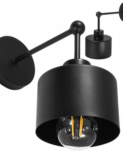 Sieninis LED šviestuvas E27 Loft stiliaus juodas