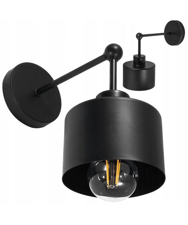 Sieninis LED šviestuvas E27 Loft stiliaus juodas