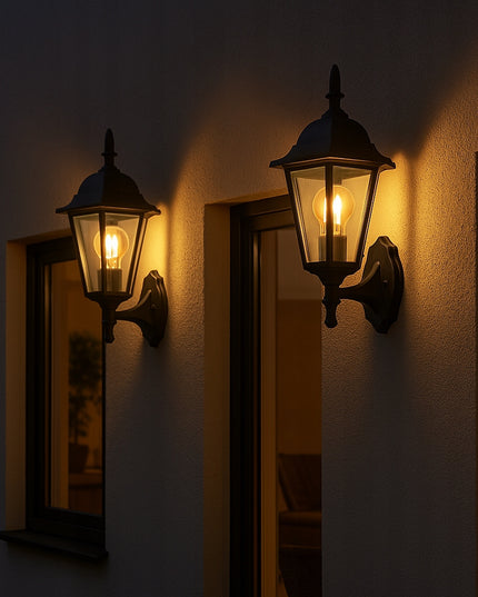 Lauko sieninis šviestuvas E27 LED fasado apšvietimui