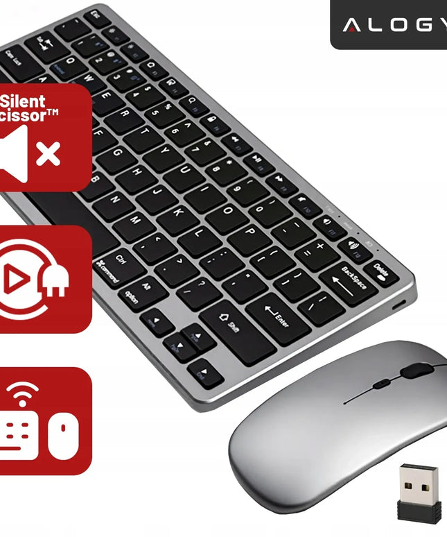 Belaidė klaviatūra ir pelė Alogy Bluetooth USB rinkinys kompiuteriui nešiojamam kompiuteriui PC