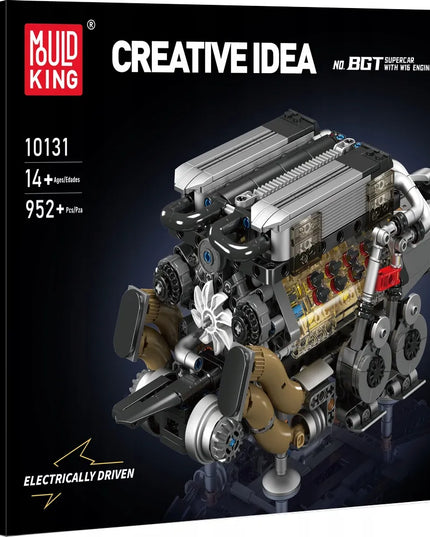 Mould King 10131 W16 šešiolikos cilindrų variklio konstruktorius, Technic, 952 detalės