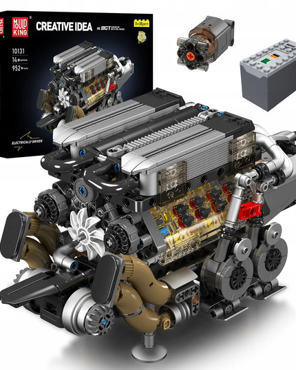 Mould King 10131 W16 šešiolikos cilindrų variklio konstruktorius, Technic, 952 detalės