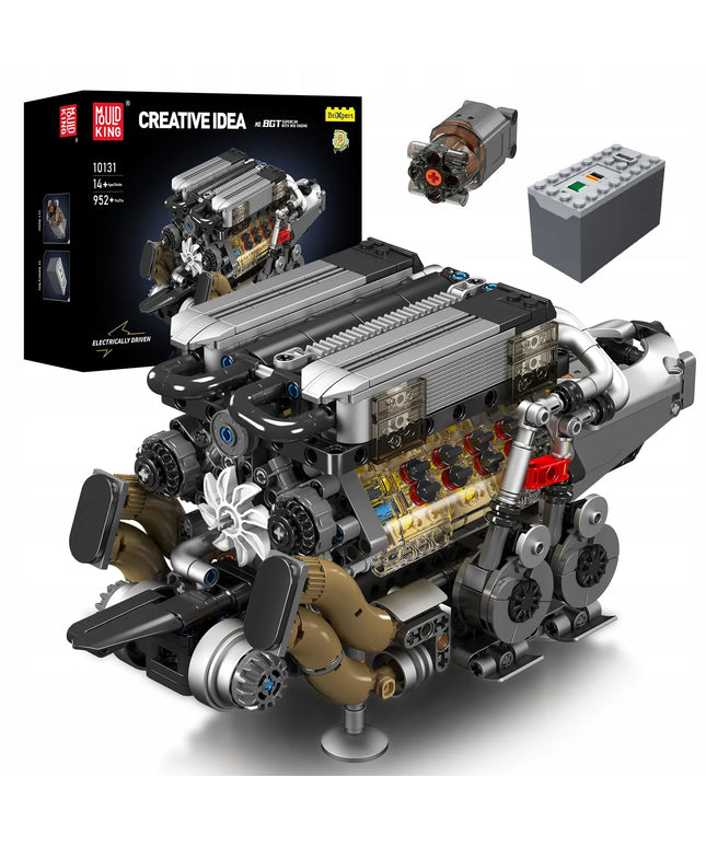 Mould King 10131 W16 šešiolikos cilindrų variklio konstruktorius, Technic, 952 detalės