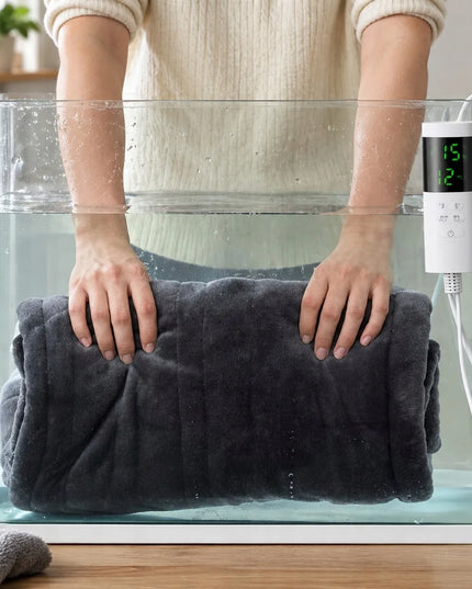 Didelis šildomasis elektrinis pledas 180 × 160 cm su valdikliu ir skaitmeniniu ekranu