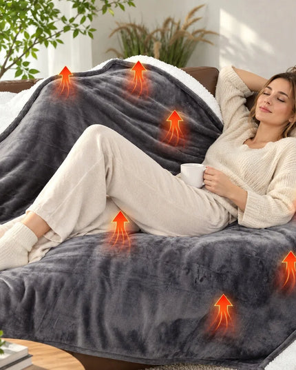 Didelis šildomasis elektrinis pledas 180 × 160 cm su valdikliu ir skaitmeniniu ekranu