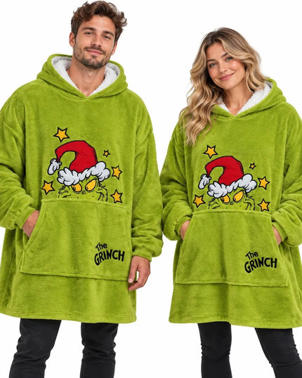 „Grinch“ kocobluzonas „Snuddie“, unisex, L/XL, šiltas, laisvo kirpimo, šventinis
