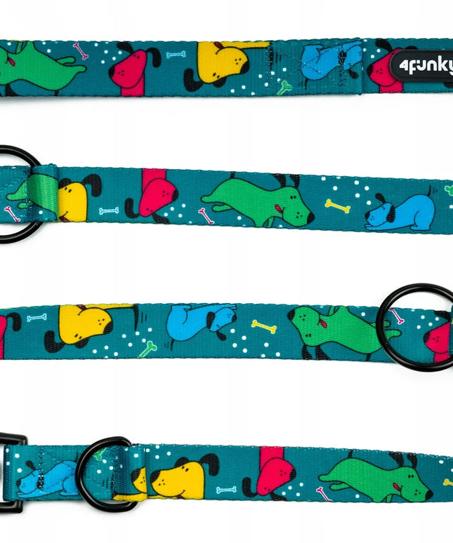 Spalvotas reguliuojamas pavadėlis šunims 4 Funky Pawty Vibes 1,6 cm / 300 cm – S/M