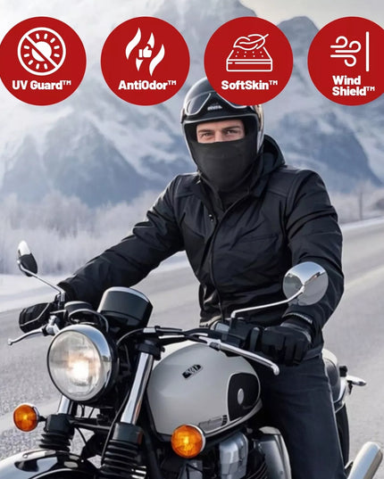Motociklinė kominuvinė kaukė, kvėpuojanti, vėjui nepraleidžianti, drėgmę išvedanti