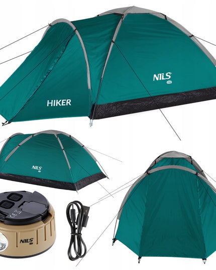 NILS CAMP Hiker 2-Žmonių Palapinė ir  Kempingo Lempa