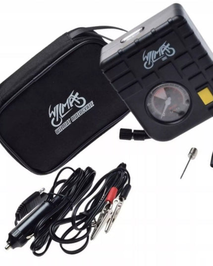 12V kompresor do gniazda zapalniczki i akumulatora motocyklowego w etui